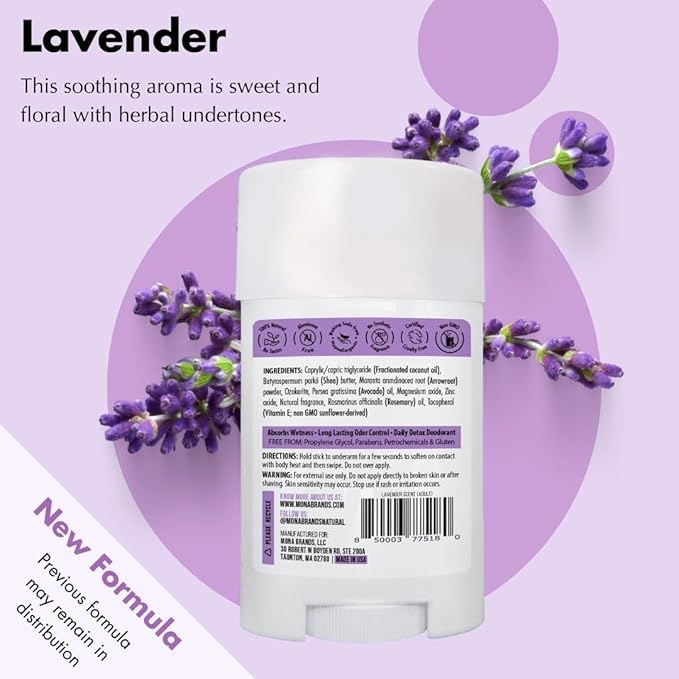 MONA BRANDS All Natural Deodorant For Women & Men | For Sensitive Skin | No Aluminum or Baking Soda | (LAVENDER 1.76 Oz)