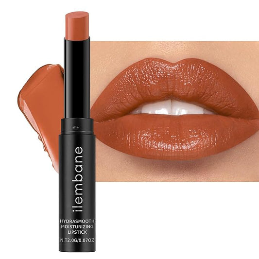 ilembane Moisture Latte Brown Lipstick – Hydrating Lip Balm for Dry, Cracked Lips, Weightless Creamy Lip Color with Vitamin E, Hydrasmooth, Glossy Juicy Finish, Long Lasting for Women (Latte)