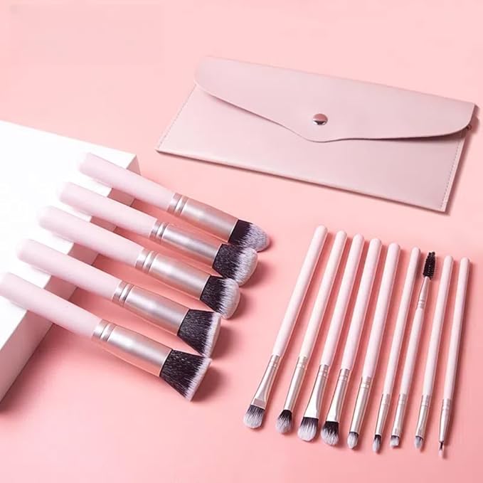 Zaritaffy 25Pcs Makeup Brush Sets with Wristbands and Headband, Including 14Pcs Makeup Brushes, 3Pcs Blender Sponge, 4Pcs Powder Puffs, Multi-functional Makeup Tool Set for Women and Girls (Pink)