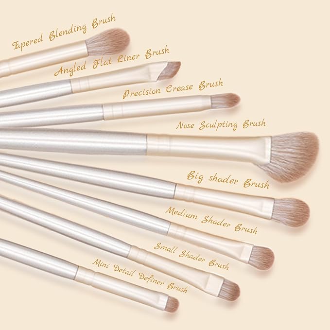 SHELWIN Eyeshadow Makeup Brushes Set with Case 8 PCS Soft Synthetic Hairs Eye Makeup Brushes for Blending Eyebrow Eyeliner Eyeshadow （Silver）