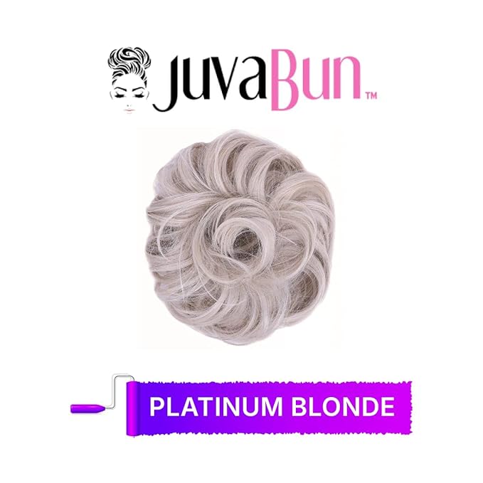 Juvabun Messy Bun 2.0 Platinum Blonde Messy Bun Hair Extension Natural Finish Hair Bun Scrunchie for Women Styling