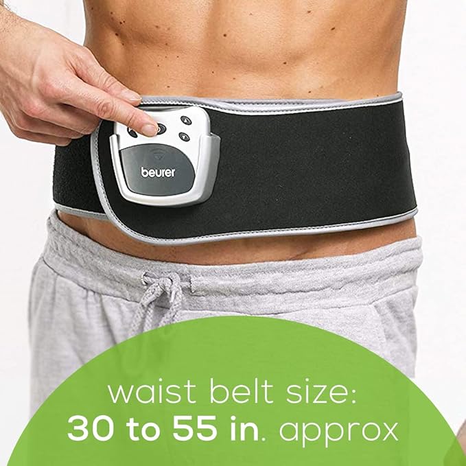 Beurer EM38 Lower Back Pain Relief Belt, TENS Unit Muscle Stimulator | 4 Electrodes | Adjustable & Breathable | Women & Men | Fits 30”-55” Waist | Lower Back Support, Lumbar Support, Back Brace Belt