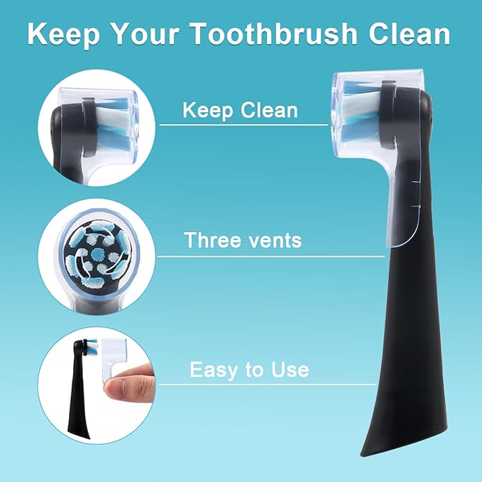 6 Pack Toothbrush Dustproof Cover Compatible with Oral B iO Ultimate Clean Gentle Care Replacment Heads and iO Series 3 4 5 6 7 7G 8 9 Electric Toothbrush, (Transparent+Cyan)