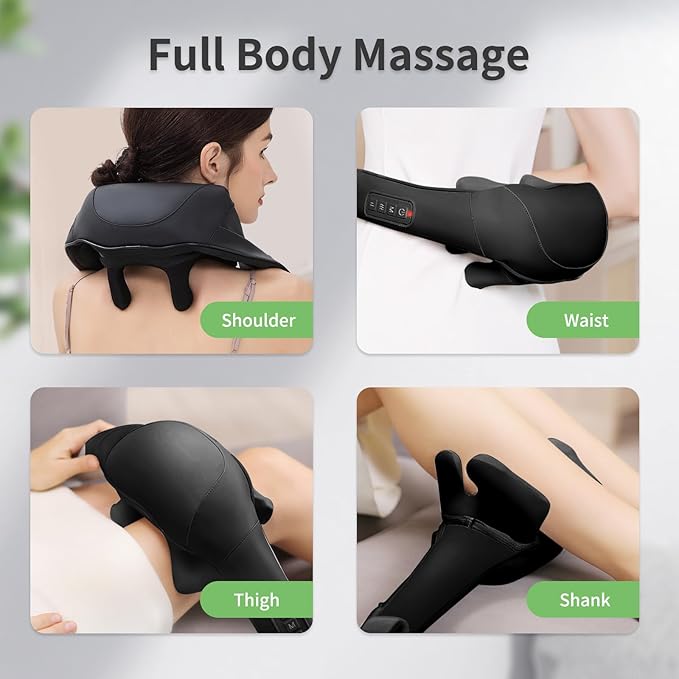 Shiatsu Neck and Back Massager with Heat, Upgraded 2600mAh Cordless Shoulder Massager Deep Tissue 6D Kneading, Massages Pillow for Neck, Back, Shoulder, Foot, Body Gifts for Fathers Mom Dad