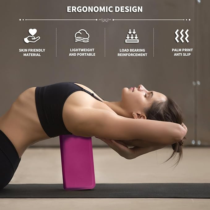 Yoga Blocks 2 Pcs, 9"x6"x3" Yoga Brick Foam Blocks EVA Foam Block Yoga Props Accessories for Yoga Pilates Stretching and Meditation