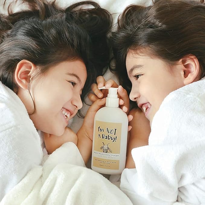 I’m NOT A Baby! Kids Face & Body Lotion, Dermatologist Tested, Allergen-free, PETA, Cruelty-free, Gentle for Kids, Goat Milk and Milk Sugar, 10fl oz