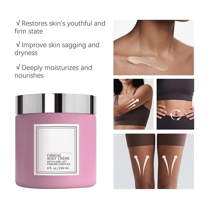 New Champagne Moisturizing Firming Body Creme for Hydrating, Skin Moisturizer Tightens, Hydrates Dry Skin on Arms, Legs, Belly & Neck - Day and Night - Pink, 1 Pack (Aloe Vera, 8 Fl Oz/236 ML)