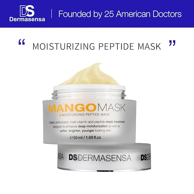 DS Dermasensa Moisturizing Peptide Mask, Brightening Rinse Off Mask with Vitamin A, C and E, Anti Aging Face Mask for Brighter Younger Bouncy Skin with Radiance