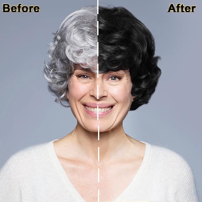 IIIMEIDU MEIDU Black Hair Dye Shampoo 3 in 1, Shampoo for Color Treated Hair 100% Gray Coverage for Women Men, Natural Herbal Ingredients Champu Para Canas pintar el pelo 500ml