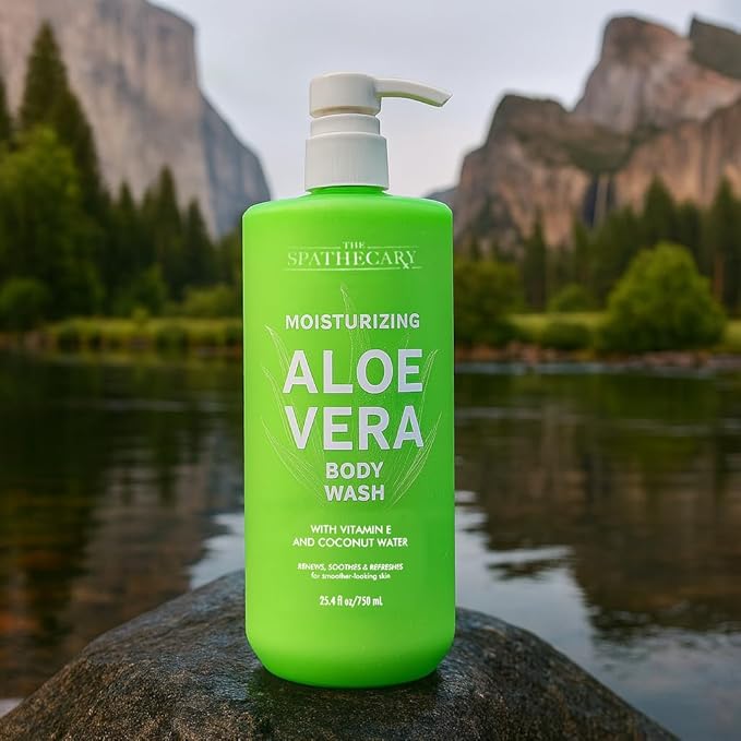 THE SPATHECARY Moisturizing Aloe Vera Body Wash – Hydrating Shower Gel with Natural Ingredients – Soothing for All Skin Types, Sensitive Skin – Paraben-Free, Sulfate-Free, Vegan Formula, 25.4oz