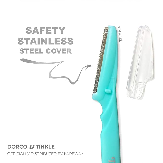 Tinkle Dermaplaning Tool 12ct, Dermaplane Razor for Women, Safe and Easy Peach Fuzz Remover, Eyebrow Trimmer with Protective Cover (4 Packs of 3)