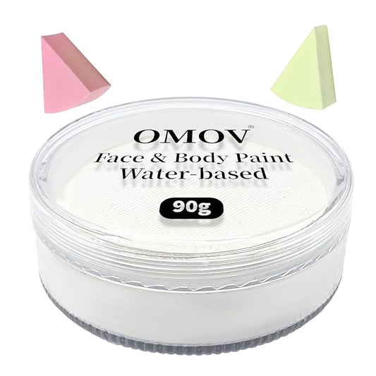 White Face Paint 90g (3.17 oz) Non-Toxic,Water Activated Face Painting Kit for Kids Adults,SFX Makeup Facepaint Palette for Halloween,Cosplay,Theater Party,Skeleton Skull Joker Special Effects