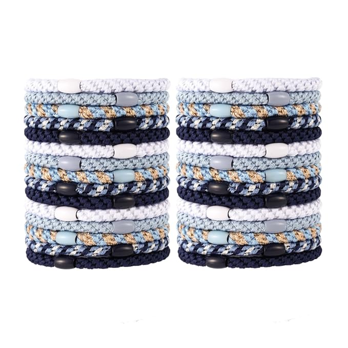 Hair Ties for Thick Hair 30 Pcs Elastics Hair Bands Ponytail Holders No Damage No Crease Hair Elastics For Women Girl(BLUE)