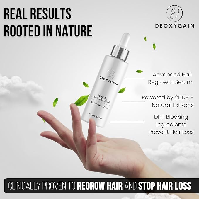 Topical Hair Serum by Deoxygain – Advanced Hair Growth Formula with 2DDR to Stimulate Follicles, Block DHT & Support Hair Regrowth – 2oz Bottle