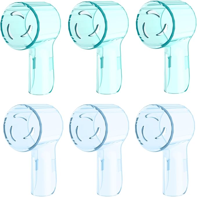6 Pack Toothbrush Dustproof Cover Compatible with Oral B iO Ultimate Clean Gentle Care Replacment Heads and iO Series 3 4 5 6 7 7G 8 9 Electric Toothbrush, (Cyan+Blue)