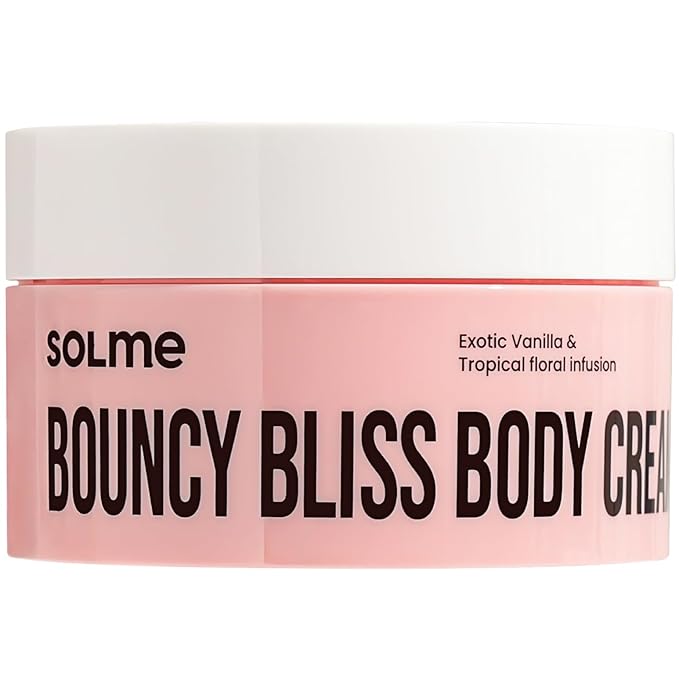 SOLME Bouncy Bliss Body Cream | Deep Moisture Body Butter with Coconut & Jojoba Oil, Collagen & Avocado | Cozy Peach Vanilla Scent | Winter Hydration & Holiday Gift | K-Beauty | 6.76 fl oz