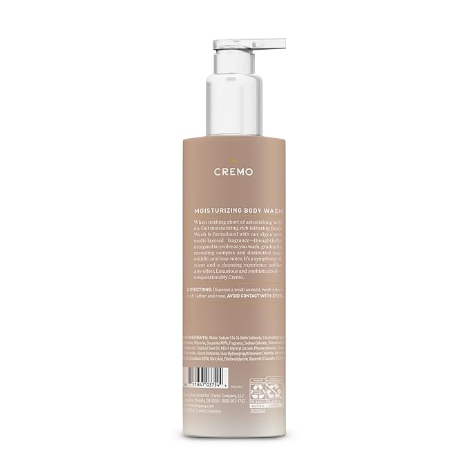 Cremo White Jasmine Amber Skin Moisturizing Body Wash for Women, Notes of White Jasmine, Red Currant, and Sweet Amber, 16 Fl Oz