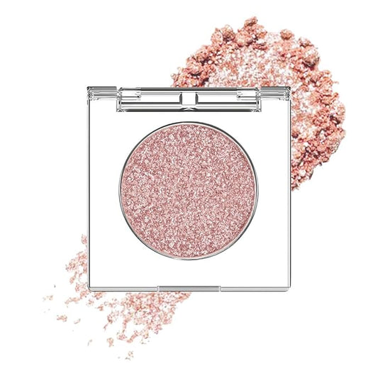 Monochrome Pressed Eyeshadow, Waterproof Neutral Powde Mini Shimmer Rose Gold Eyeshadow, sombras para ojos, Talc, Paraben & Cruelty Free (H03#Shimmer Rose Gold)