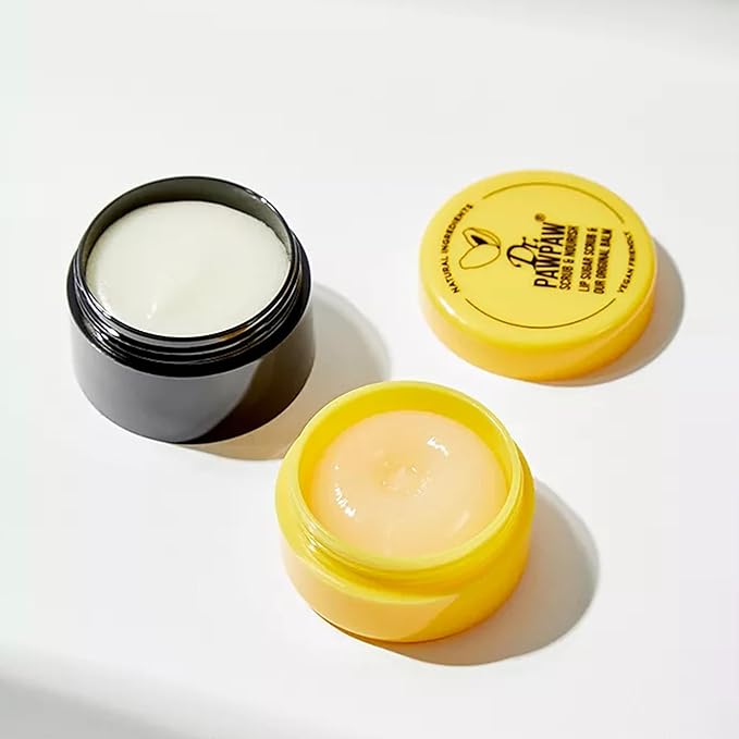 Dr. PawPaw Lip Scrub and Lip Balm Duo - Hydrating Lip Balm with Pawpaw, Aloe, Olive and Castor Oils - Vegan Lip Scrub For Sensitive Skin - 0.55 oz