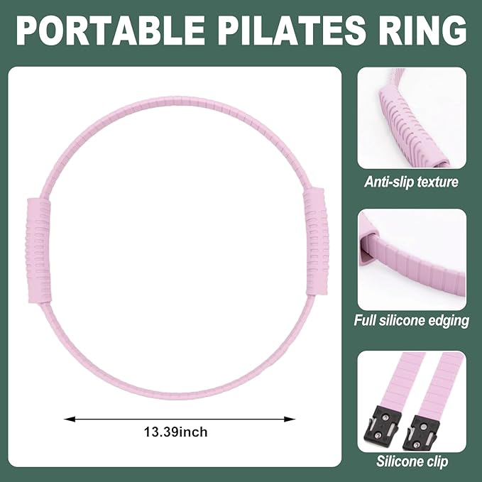 Yoga Pilates Resistance Ring, Anti-Slip Silicone Leg and Butt Trainer for Home Workouts, Postpartum Toning, Office Exercise