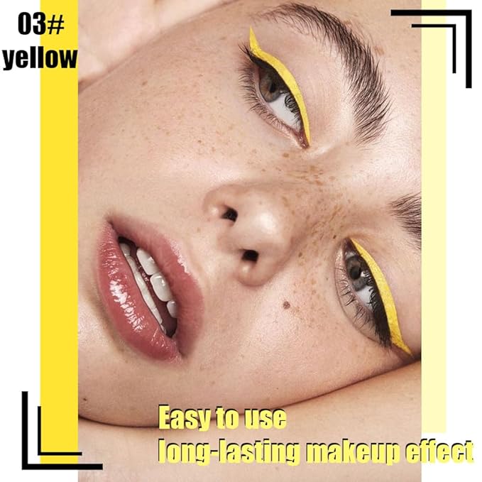 evpct Yellow Matte Liquid Eyeliner Waterproof Smudge Proof, Yellow Eye Liner Liquid Liner for Face Body Paint, Long-lasting Eyeliner Waterline Thin Quick-dry Eyeliners Pencil Eye Makeup Stay all Day