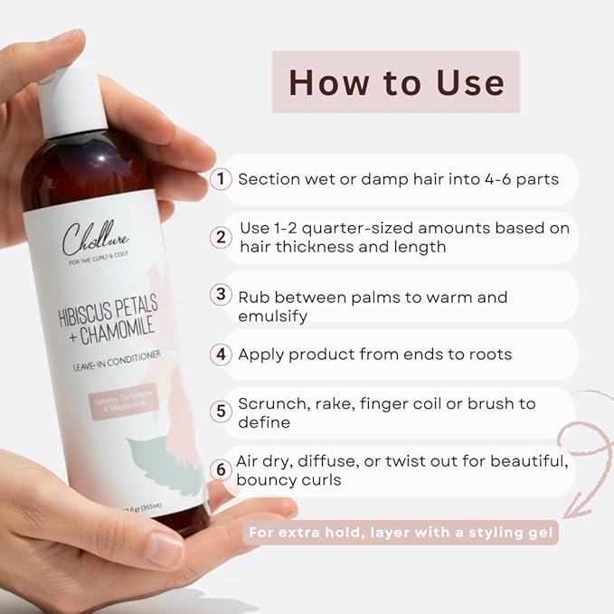 challure Curl Defining Leave-In Conditioner with Hibiscus and Chamomile - Detangles, Moisturizes & Controls Frizz for Curly & Coily Hair - Vegan, Sulfate-Free, 12 oz