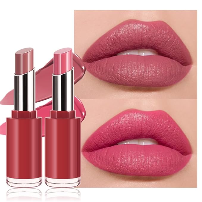 HHLTOH 2Pcs Honey Lipstick Tinted Lip Balm Set - Matte Tint Cream Lipsticks for All Skin Tones,Hydrating Lip Stain,Can be Buildable Nourishing Moisturizing Suitable for Women to Every Day Makeup 02&03