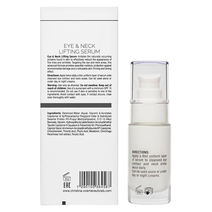Christina - Eye & Neck Lifting Serum – Instant Firming & Wrinkle Filler – Reduces Puffiness, Dark Circles & Deep Wrinkles – Tightens & Lifts for Youthful Skin – Anti-Aging Face & Neck Care – 30ml