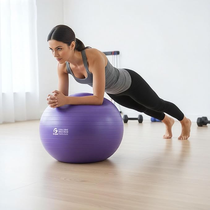 Gruper Yoga and Pilates Ball,4 Sizes Gym Ball for Fitness, Yoga, Workout, Pregnancy and Physical Therapy,Quick Pump Included,Great as Yoga Ball Chair for Office or Home Gym Equipment