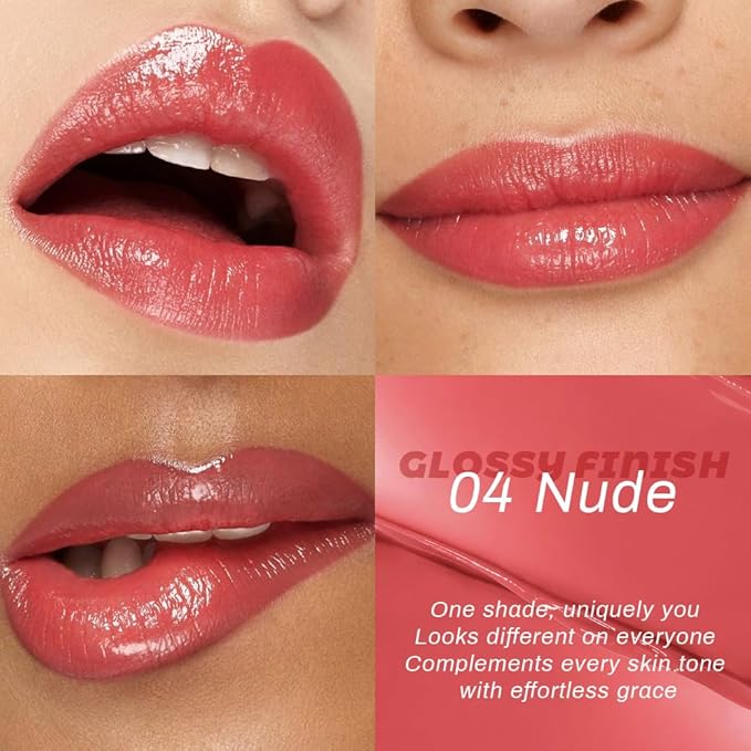 HHLTOH Honey Lipstick Tinted Lip Balm - Shine Moisturizing Lipstick for Women, Natural Nourishing Hydrating Lip Gloss Stain for Dry Lips, Tint Sheer Lightweight Makeup, Vegan - 2Pc Honey & Nude