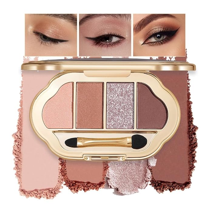 Warm Brown Nude Eyeshadow Palette – High-Pigment Blendable Neutral-Warm Mattes & High-Shine Glitter Eye Shadow for Mature Women, Blue Green Eyes, Natural Everyday Makeup,paleta de sombras de ojos