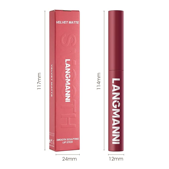 Jolilab 2Pcs Velvet Matte Lipstick Nude Matte Soft Dark Color Stick High Pigmented Long-Lasting Waterproof Lip Stick Lip Balm Beauty Cosmetics Gift for Women（03#+04#