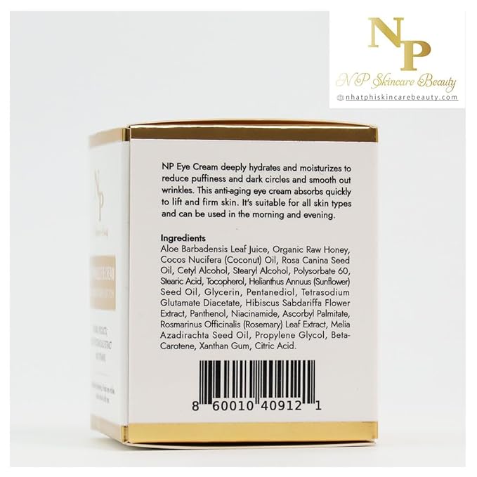 NP Skincare Beauty Anti-Wrinkles Eye Cream - Fast Absorbing, Natural Ingredients for Dark Circles, Puffy Eyes, and Wrinkle Reduction, 30 grams