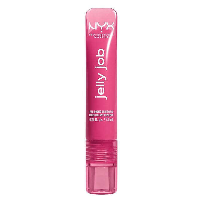 NYX PROFESSIONAL MAKEUP Jelly Job Lip Gloss, Lip Tint Gloss with Full-Bodied, Smoothing, and Hyper-Glossy Shine - Jelly Jammin' (Cool Pink)