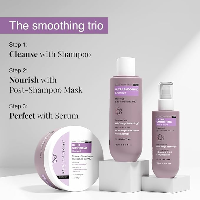 Bare Anatomy Ultra Smoothing Hair Serum Powered By Carbohydrate Complex & Niacinamide | Serum for Smooth & Shiny Hair | For Dry & Frizzy Hair | Women & Men | 100 ml