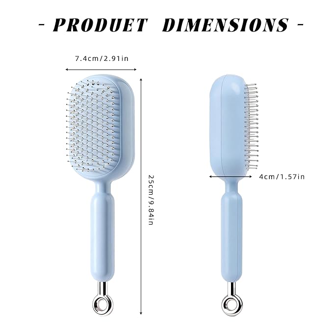 Retractable Cushion Massage Comb, 2026 Upgrade Self Cleaning Hair Massage Brush Anti-Static Air Cushion Comb, Retractable Cushion Scalp Comb for Curly Wet Dry Damaged Hair (Blue)