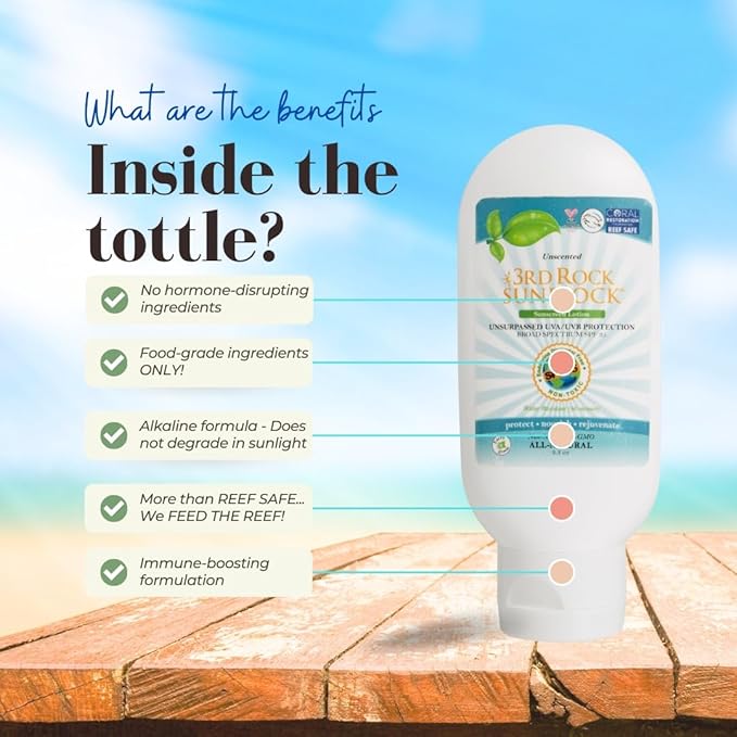 | Sunblock® SunScreen Lotion SPF 35+ | All Natural Organic Zinc Unscented Sunscreen for Sun Protection | All Natural Personal Care (3.3 oz | Single)