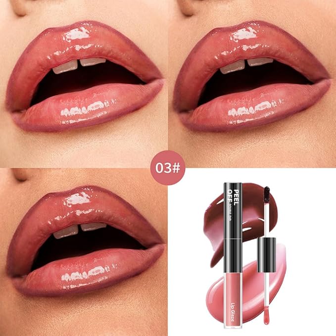 Peel Off Lip Liner & Gloss – Long-Lasting Smudge-Proof Peach Rose Lip Tint & Lip Stain Liner with Hydrating High Shine Gloss for Defined, Fuller Rosy-Peach Lips – Waterproof Soft Glam Lip Makeup