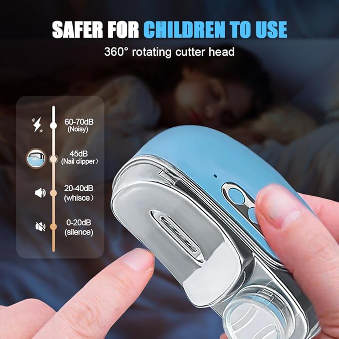 Multi Functional Electric Nail Clippers, 2026 Upgraded 3 in 1 Electric Polishing Automatic Nail Clippers for Toenails or Hand Fingernails, Portable Rechargeable Device for Adults Seniors Care (Blue)