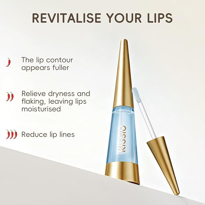 KISSIO PLUMP Lip Plumper,0.3 fl oz (9 ml),Maximum Plump with Ginger and Peptides,Extreme Lip Plumper,Hydrating and Plumping,Lips Lines Care,Lips Gloss,Beginner | Large capacity, Powerful Formula