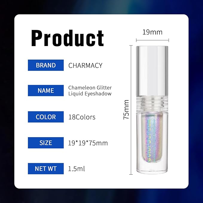 CHARMACY Liquid Duochrome Eyeshadow, Multi-Dimensional Eye Looks, Long Lasting Glitter Eye Shadow Sets Metallic Pigments, Quick Drying, Sparkling Shiny Eye Makeup for Beginners #10
