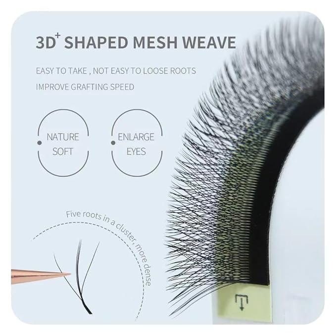 3D W Shape Three Core Premade Fan Eyelash Extensions Volume 3 Tips False Lashes Faux Mink Matte Black Cluster Lash Extensions(0.07 C,8-15mm Mix)