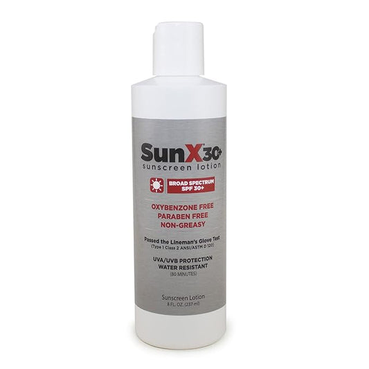 CoreTex Sun X 30+ SPF Broad Spectrum Sunscreen Lotion - 8oz Bottle of Paraben, Oxybenzone, Octinoxate, & Oil Free Sunscreen - No White Cast and Water Resistant Up to 80 Minutes