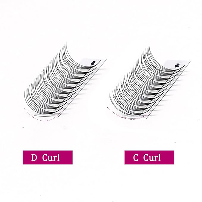 FADLASH Volume Lash Extensions 6D 0.07mm D Curl 14mm Pointed Base Middle Stem Premade Fans Soft|Optinal 10D|16D Thickness 0.07 0.10mm C D Curl 8-20mm Length (6D-0.07-D, 14mm)