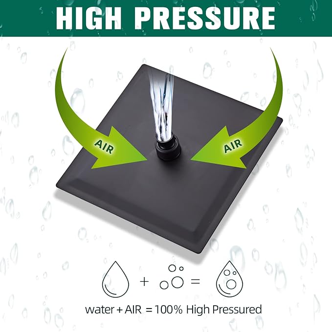 LCEVCGK Shower Head Matte Black, Shower Faucet Set Bathroom Shower System with 8 inch Square Rain Shower Head Wall Mounted with 3-Setting Handheld Spray, Rainfall Shower Combo Set