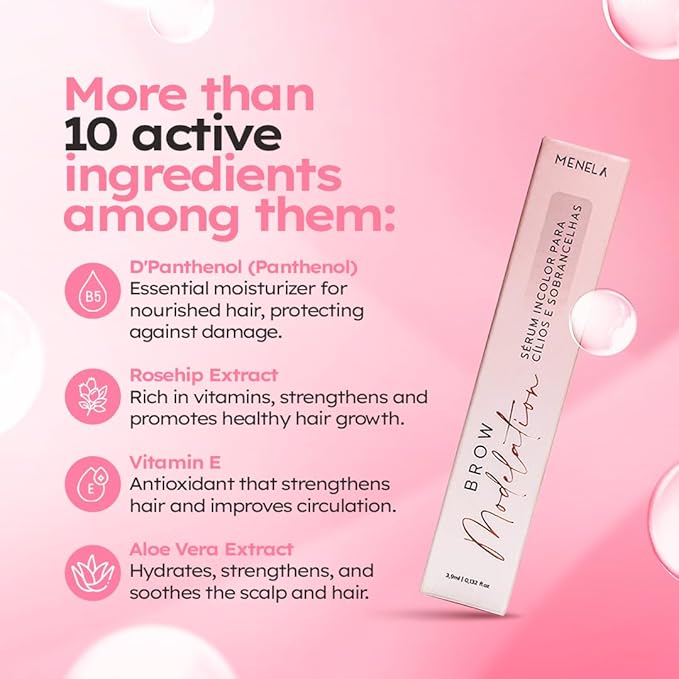 MENELA Eyebrow Growth Serum & Lash Serum: 2-in-1 Enhancer with 10 Botanical Actives (Biotin, Aloe, Witch Hazel, Rosehip) – Natural Formula for Fuller, Stronger & Hydrated Brows-3.9ml (0.132 fl oz)