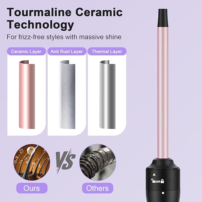 2 in 1 Curling Wand Set, 1/2 Inch Curling Iron Set with Interchangable Ceramic Curling Wand 1 Inch, Fast Heating Up Hair Curler, Dual Voltage Wand Curling Iron