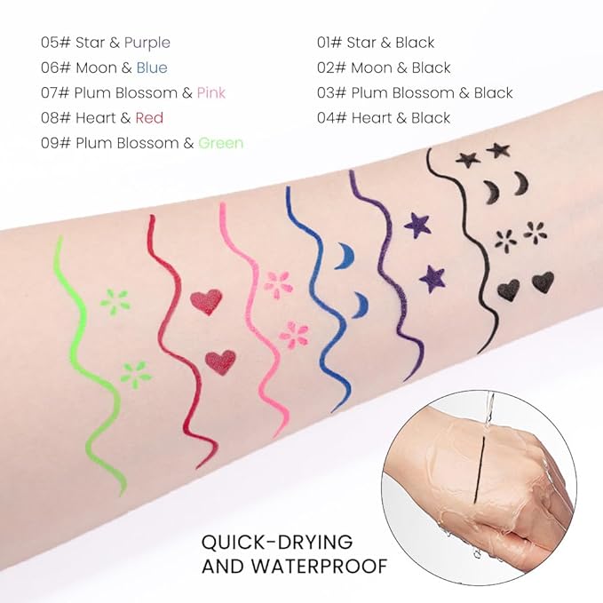 evpct 1Pcs Black Colored Winged Eyeliners Stamp, Black Moons Face Stamps Makeup Eyeliner Eye Stamp Liners Tool Set Kit for Women Waterproof, Wing Eyeliner Stamp Figures Tool Wingliner Shapes, 02#
