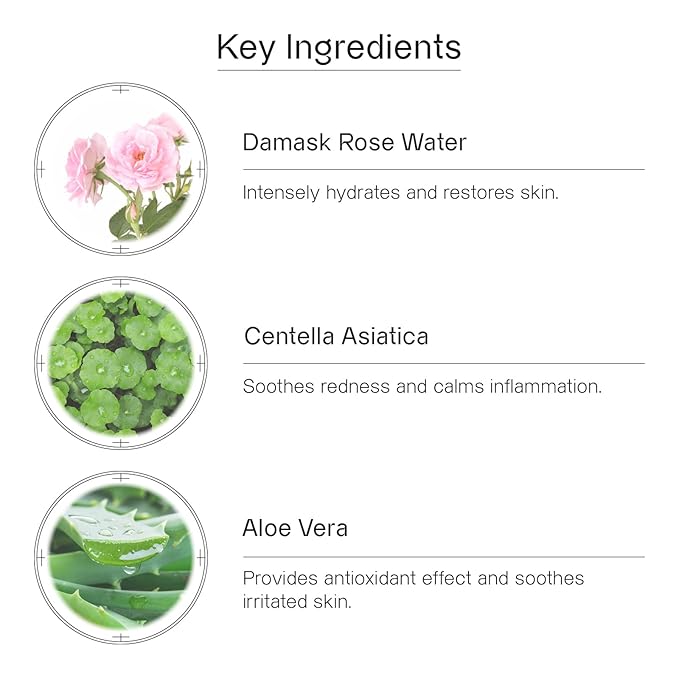 OGANA CELL Peptide Recovery Mask with Cica and Rose Water, Calms and Soothes, Antioxidant-Rich Sheet Mask for Sensitive Skin, 7 Count
