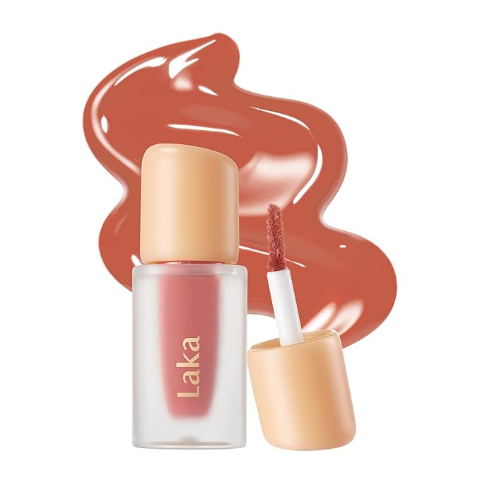 Laka Fruity Glam Tint Mini, 1.9g/0.07oz, Glowing Lip Stain with Wide Color Spectrum, Hydrating & Lightweight Texture, Buildable Color, Non-Sticky, Vegan, K-Beauty (#140 Scoop)